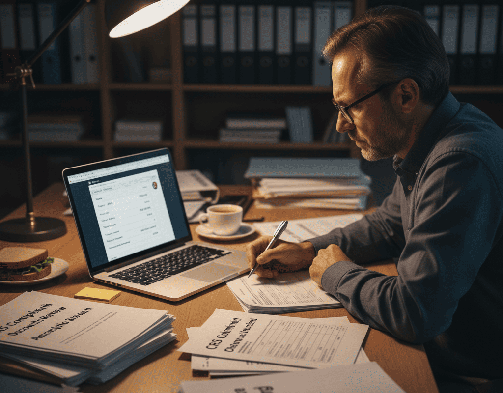 Un professionnel qui travaille dans son bureau des documents éparpillés sur sa table