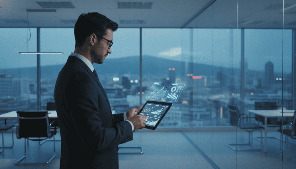 Un professionnel qui manipule sa tablette