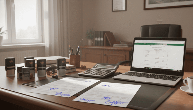 documents officiels en bulgare étalés sur une table